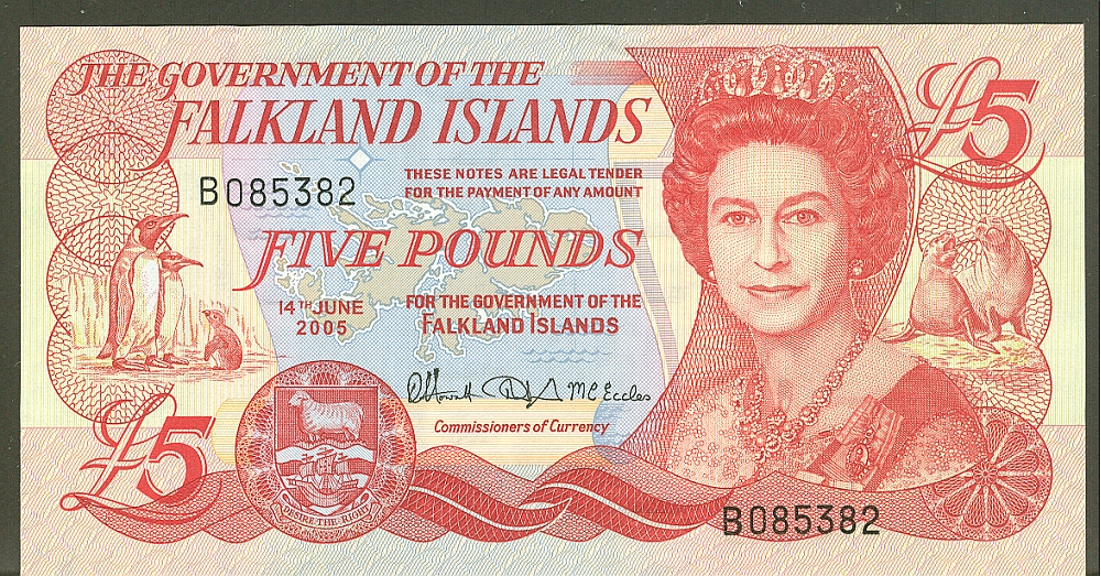 Falkland Islands, P-17a, 2005 Five Pound Note, Choice CU